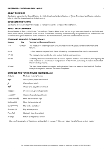 Daydreams: Violin Educational Pack
