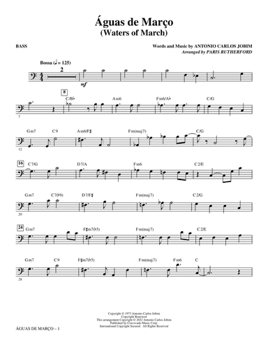 Águas De Março (Waters Of March) (arr. Paris Rutherford) - Bass