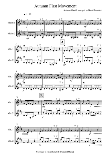 Autumn "Four Seasons" for Violin Duet