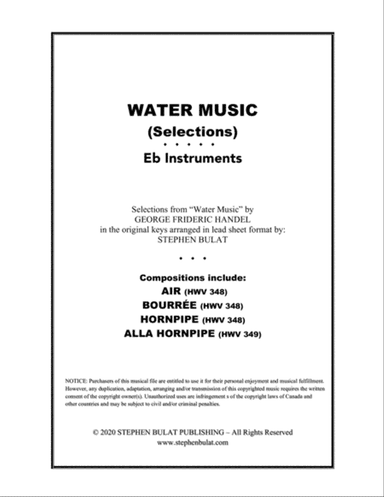 Water Music (Selections) - Lead sheet (melody & chords) in original keys for Eb instruments