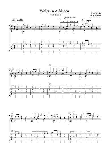 Chopin: Waltz in A Minor with Tab.