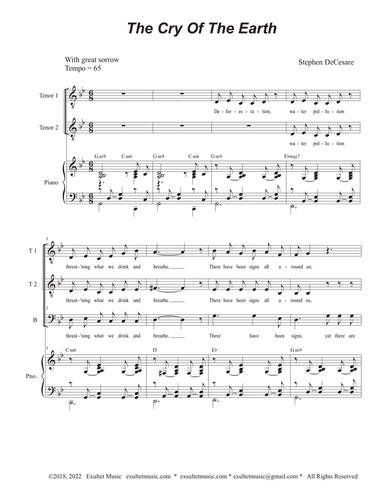 The Cry Of The Earth (Vocal Trio - (TTB)