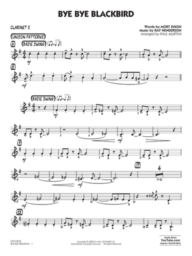 Bye Bye Blackbird (arr. Paul Murtha) - Bb Clarinet 2