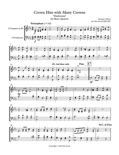 Crown Him with Many Crowns (Diademata) for Brass Quartet
