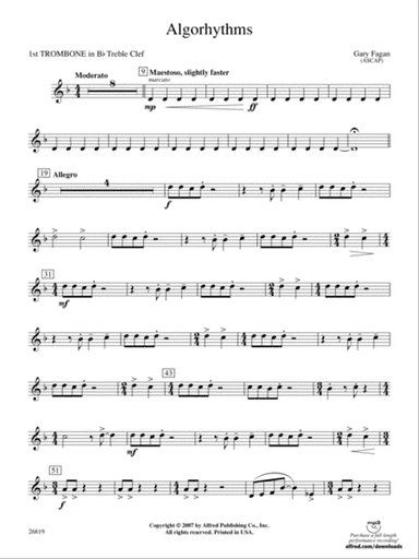 Algorhythms: (wp) 1st B-flat Trombone T.C.