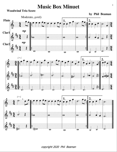 Music Box Minuet-Flute-2 Clarinet trio