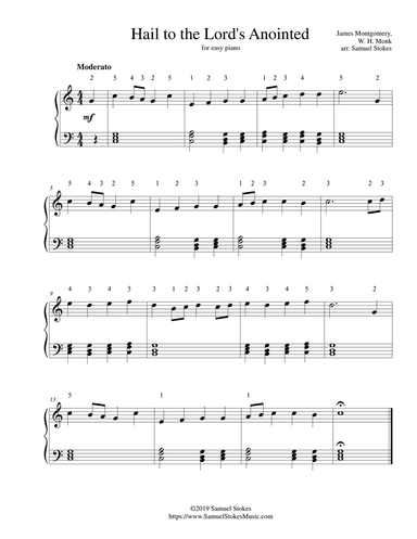 Hail to the Lord's Anointed - for easy piano