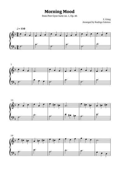 Morning Mood (easy piano - beginner to intermediate level 3)