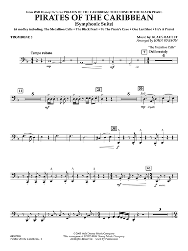 Pirates Of The Caribbean (Symphonic Suite) (arr. John Wasson) - Trombone 3