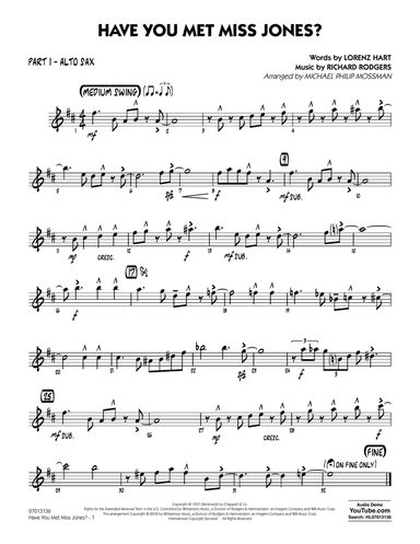 Have You Met Miss Jones? (arr. Michael Mossman) - Part 1 - Alto Sax