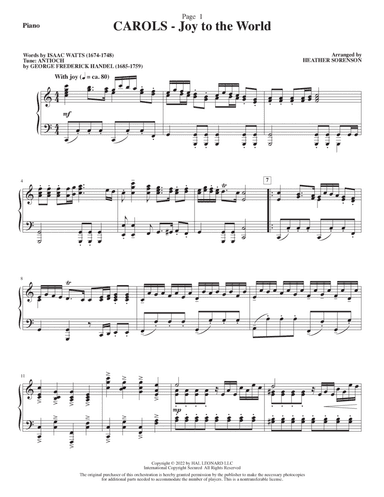 Carols (A Cantata for Congregation and Choir) (String Quartet) - Piano