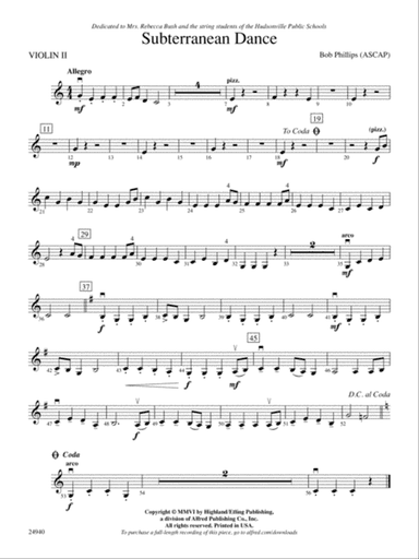 Subterranean Dance: 2nd Violin