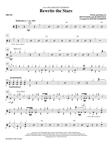 Rewrite The Stars (arr. Roger Emerson) - Drums