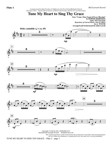 Tune My Heart to Sing Thy Grace (arr. John Leavitt) - Flute 1