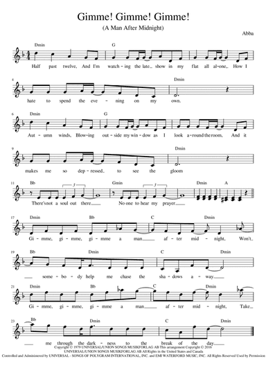 Gimme! Gimme! Gimme! (a Man After Midnight)