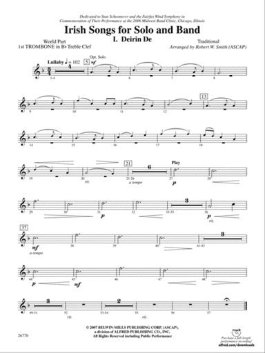 Irish Songs: (wp) 1st B-flat Trombone T.C.