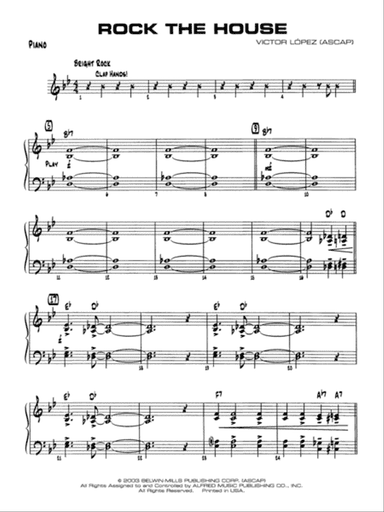 Rock the House: Piano Accompaniment