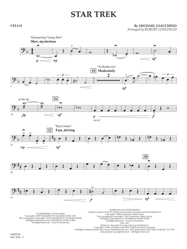 Star Trek (arr. Robert Longfield) - Cello