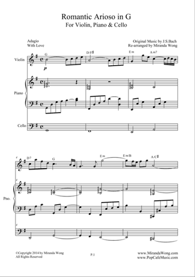 Romantic Arioso in G - Violin, Piano & Cello (Romantic Version)