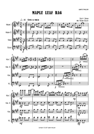 Maple Leaf Rag - String Quartet