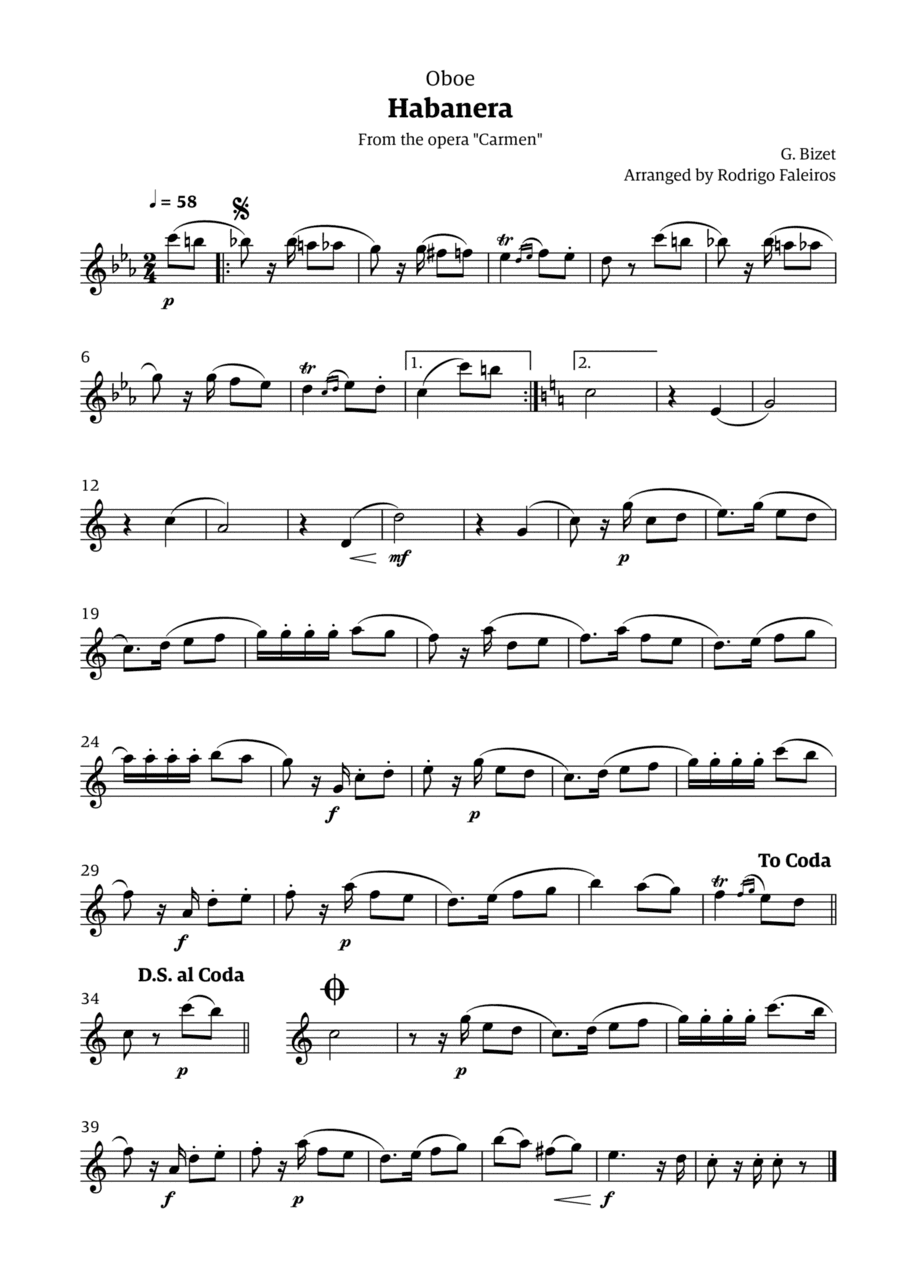 Habanera (for solo oboe)