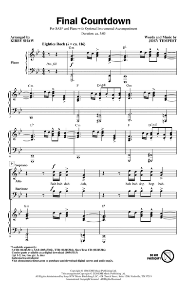 Final Countdown (arr. Kirby Shaw)