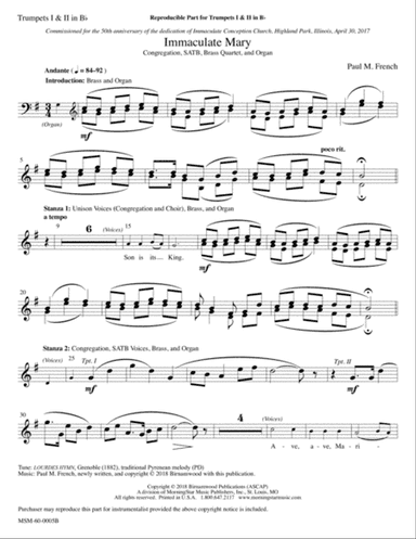 Immaculate Mary (Downloadable Instrumental Parts)