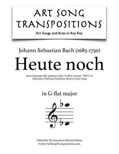 BACH: Heute noch, BWV 211 (transposed to G-flat major)