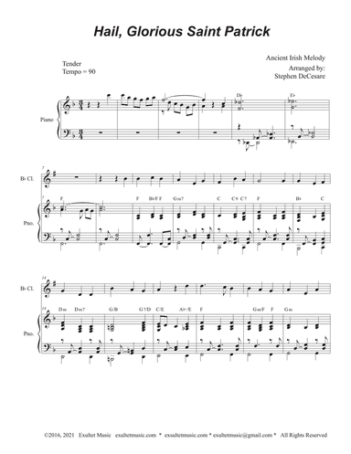 Hail, Glorious Saint Patrick (Bb-Clarinet solo and Piano)