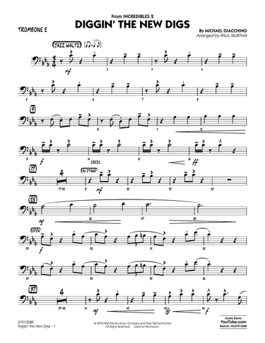 Diggin' the New Digs (from Incredibles 2) (arr. Paul Murtha) - Trombone 2