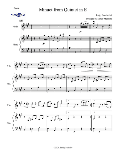 Minuet from Quintet in E by Boccherini