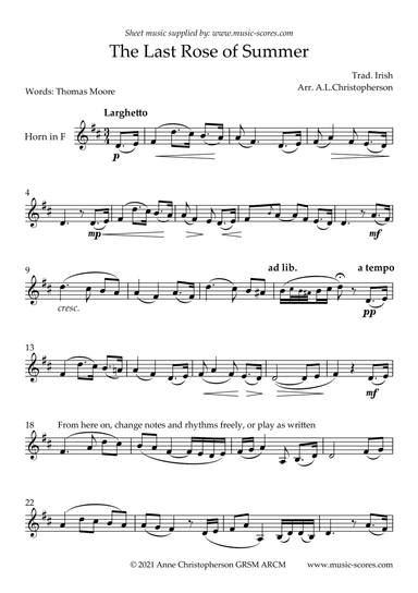 The Last Rose of Summer - Unaccompanied French Horn