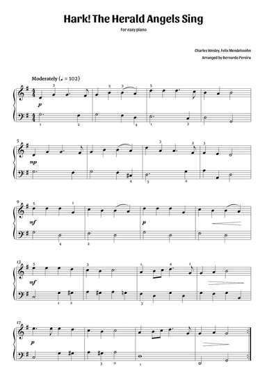 Hark! The Herald Angels Sing (easy piano)