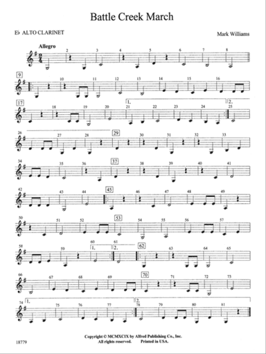 Battle Creek March: E-flat Alto Clarinet