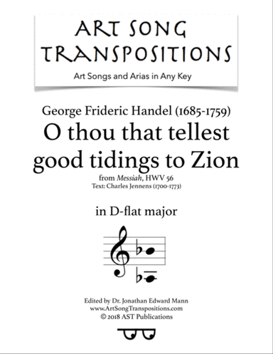 HANDEL: O thou that tellest good tidings to Zion (transposed to D-flat major)