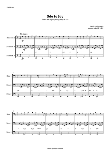 Ode to Joy for Bassoon Trio by Beethoven Opus 125