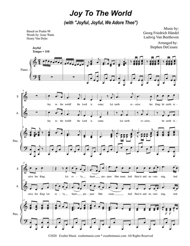 Joy To The World (with "Joyful, Joyful, We Adore Thee") (for 2-part choir - (SA)