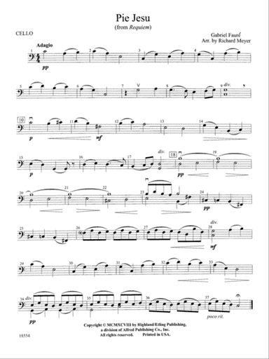 Pie Jesu from "Requiem": Cello