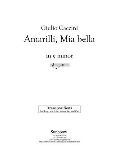 Caccini: Amarilli, mia bella (transposed to e minor)