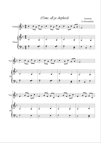Come, all ye shepherds. Violin and piano