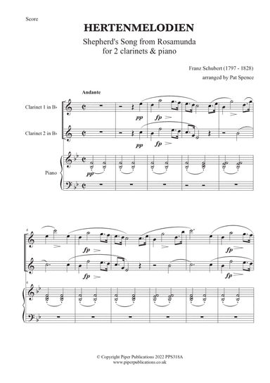 SHEPHERD'S SONG for 2 clarinets & piano