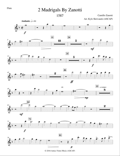 Two Madrigals By Zanotti