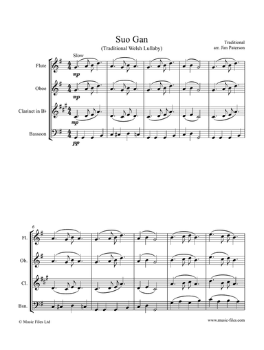 Suo Gân - Welsh Lullaby (woodwind quartet)