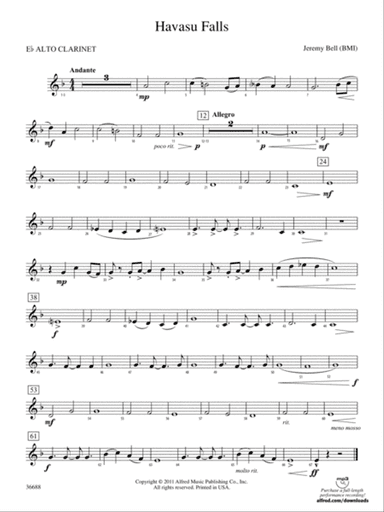 Havasu Falls: (wp) E-flat Alto Clarinet