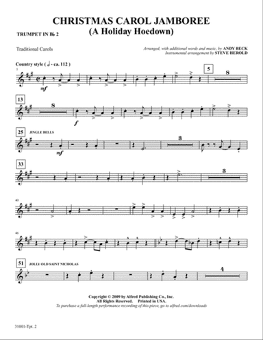 Christmas Carol Jamboree (A Holiday Hoedown): 2nd B-flat Trumpet