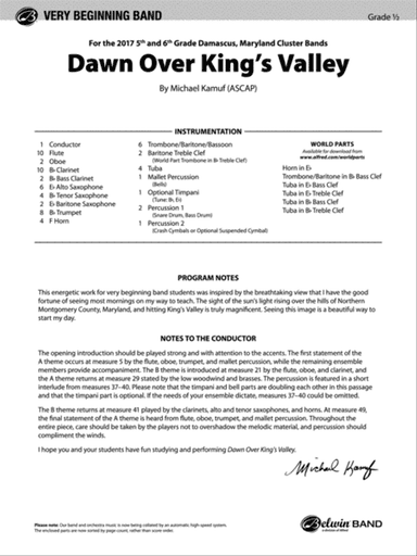 Dawn Over King's Valley: Score