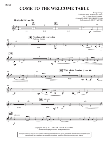Come To The Welcome Table (Full Orchestra) - Horn 2
