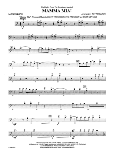 Mamma Mia! -- Highlights from the Broadway Musical: 1st Trombone
