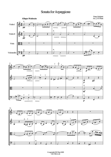 Schubert: Arpeggione Sonata (Mov.1) for String Quartet - Score and Parts