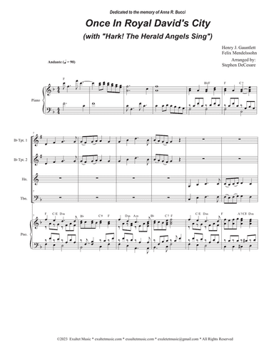 Once In Royal David's City (with "Hark! The Herald Angels Sing") (Brass Quartet and Piano)